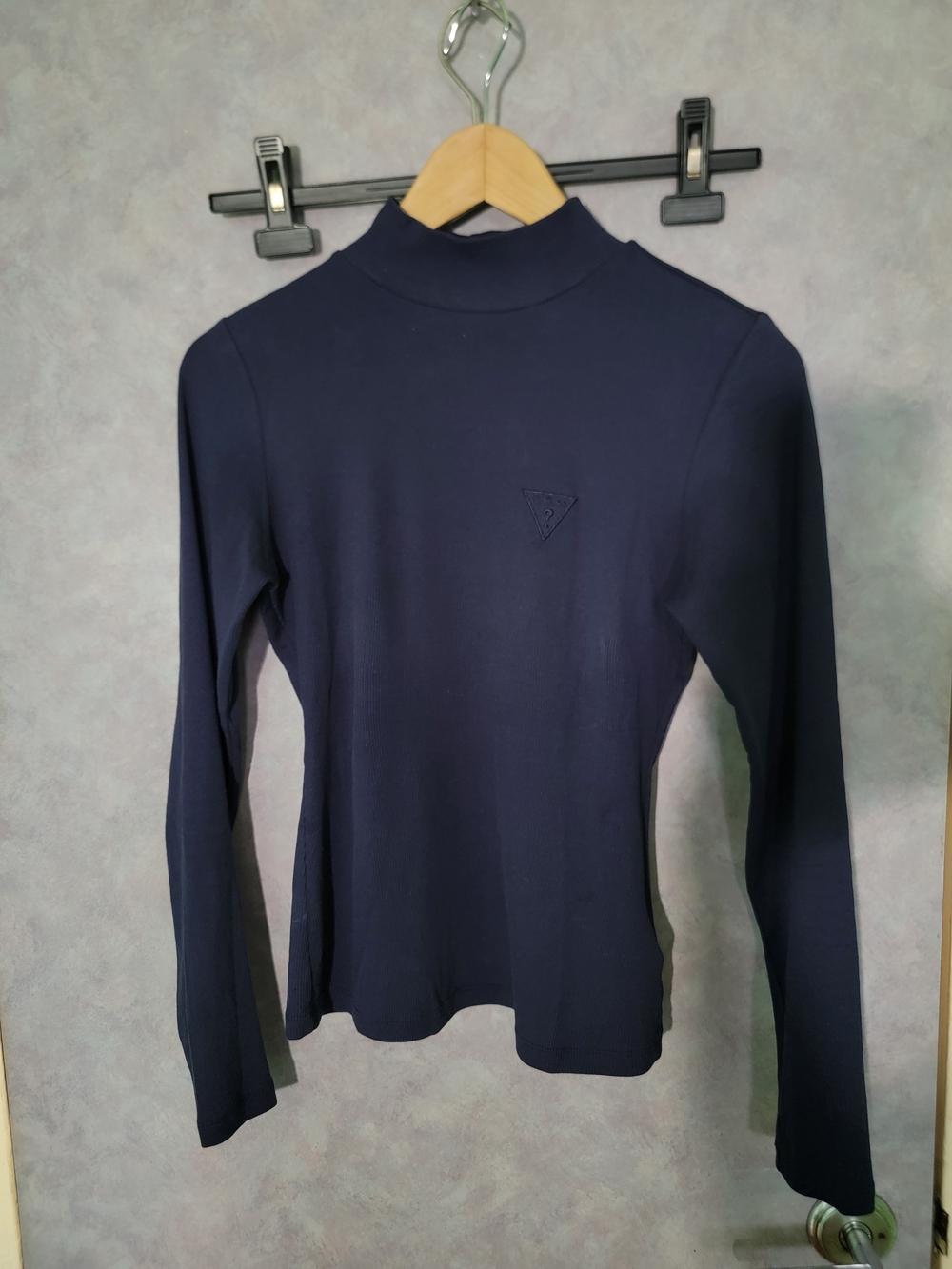 Guess Navy Long-Sleeve Mock Neck Top